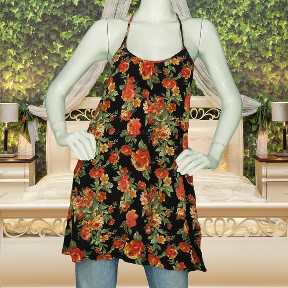 FOREVER 21 Rose Print Tank Retro Boho Chic S - Picture 1 of 6